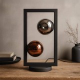 Tischlampe im industriellen Stil aus Metall mit Glasschirm – Caleo