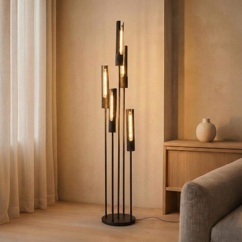 Design-LED-Stehleuchte aus schwarzem Metall – Nova