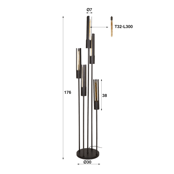 Design-LED-Stehleuchte aus schwarzem Metall – Nova