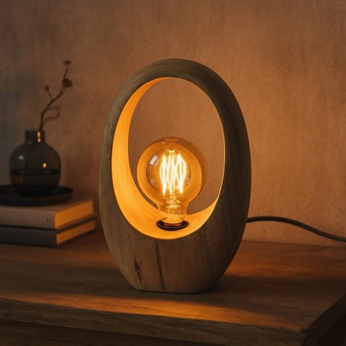 Tischlampe aus massivem Mangoholz – Oro