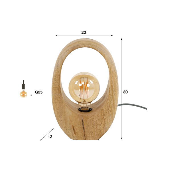 Tischlampe aus massivem Mangoholz – Oro