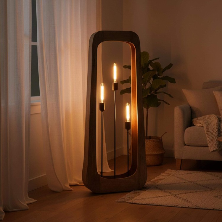 Stehlampe aus massivem Mangoholz – Noxios