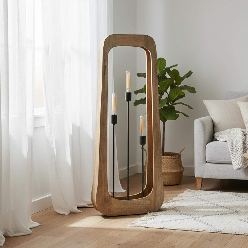 Stehlampe aus massivem Mangoholz – Noxios