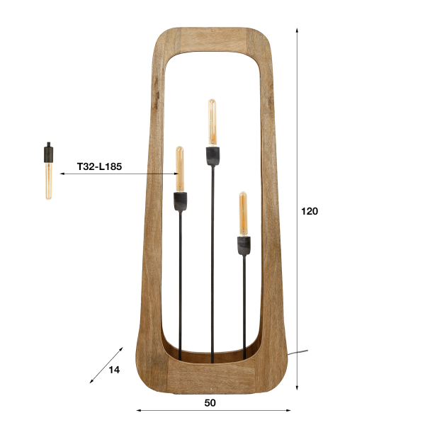 Stehlampe aus massivem Mangoholz – Noxios