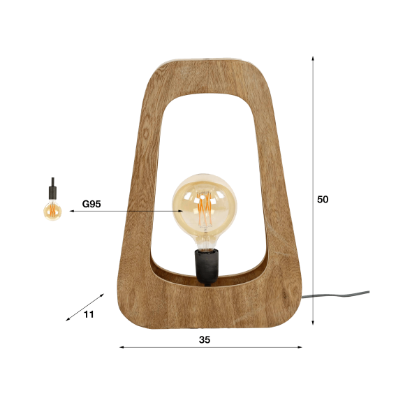 Tischleuchte aus massivem Mangoholz – Noxios