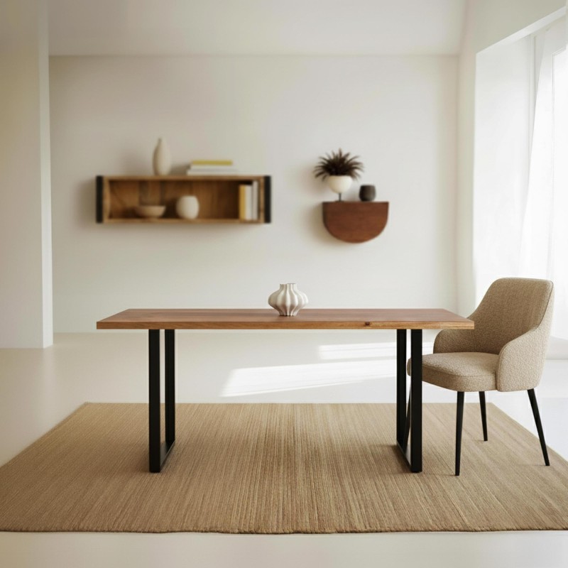 Esstisch aus massivem Mangoholz und Metall 160 cm – Kansas