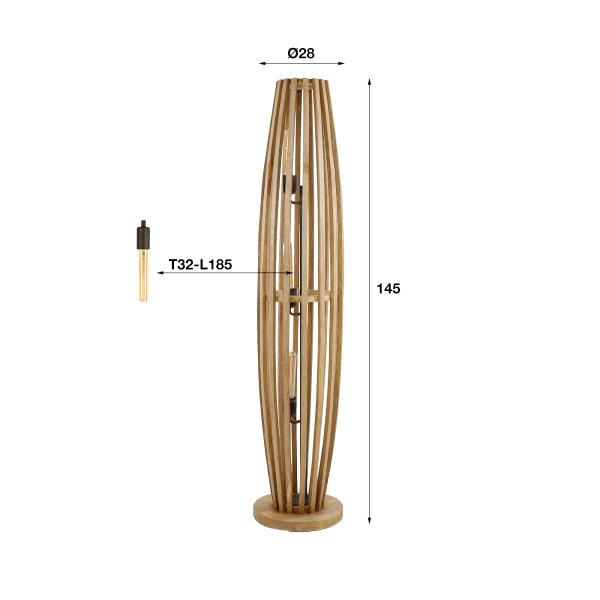 Stehlampe für das Wohnzimmer aus massivem Mangoholz – Arken