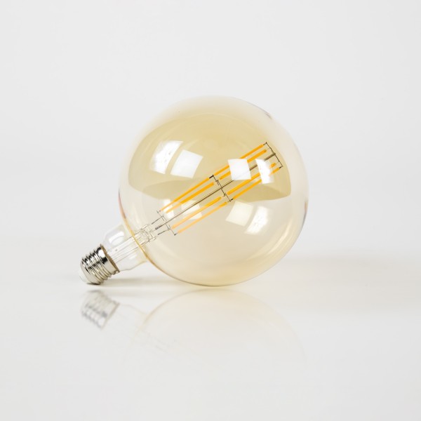 Glühfaden-Globe-Lampe Ø 15 cm (E27), bernsteinfarbenes Glas [G150]
