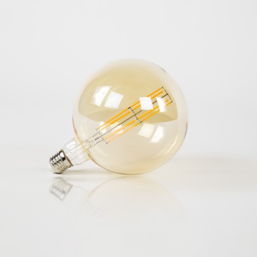 Glühfaden-Globe-Lampe Ø 15 cm (E27), bernsteinfarbenes Glas [G150]