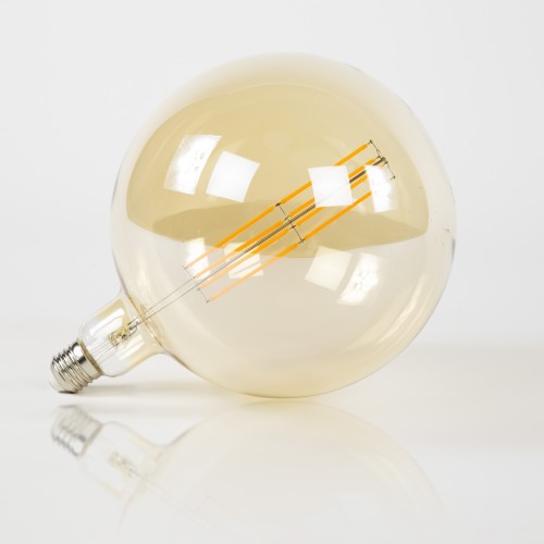 Globe-Filamentlampe 20 cm (E27), bernsteinfarbenes Glas [G200]