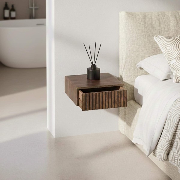 Wandhängender Nachttisch aus massivem Akazienholz (2er-Set) – Nest
