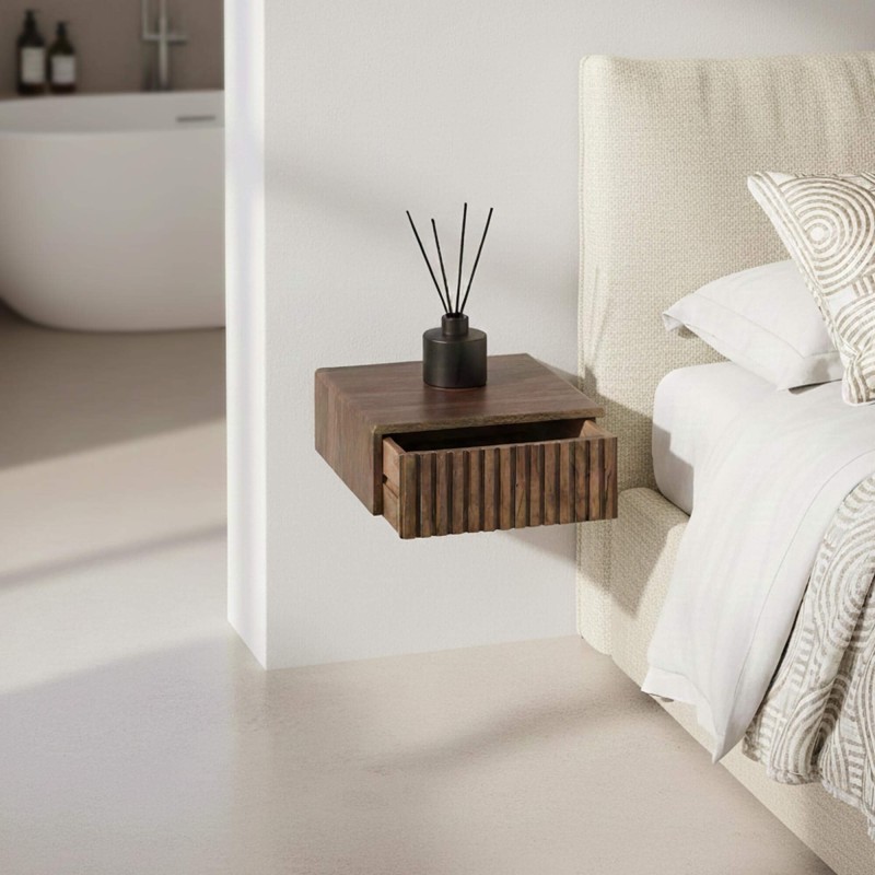 Wandhängender Nachttisch aus massivem Akazienholz (2er-Set) – Nest