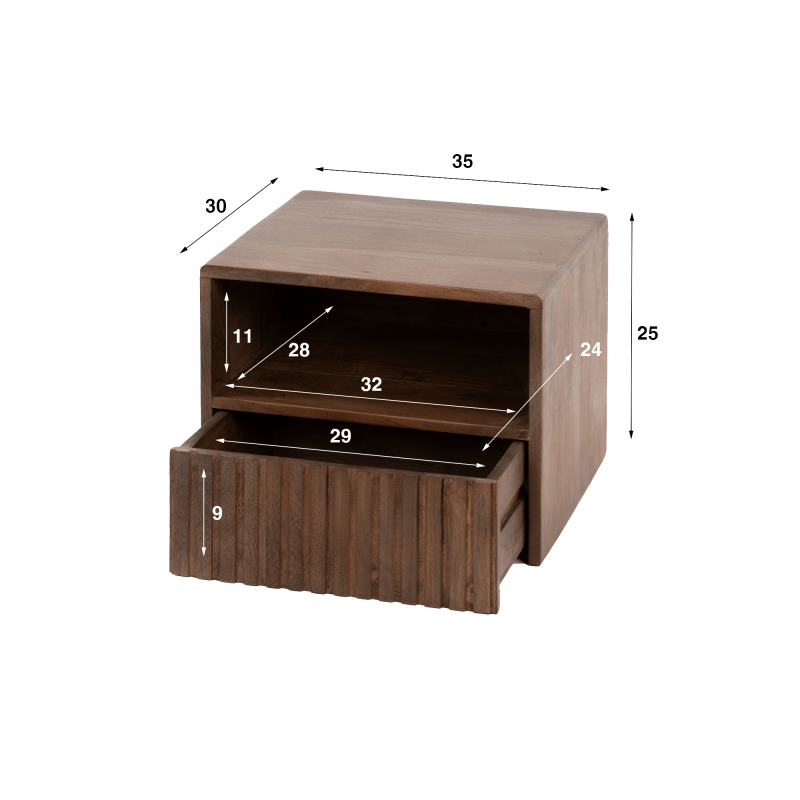 Hängender Nachttisch aus Naturholz – Nest