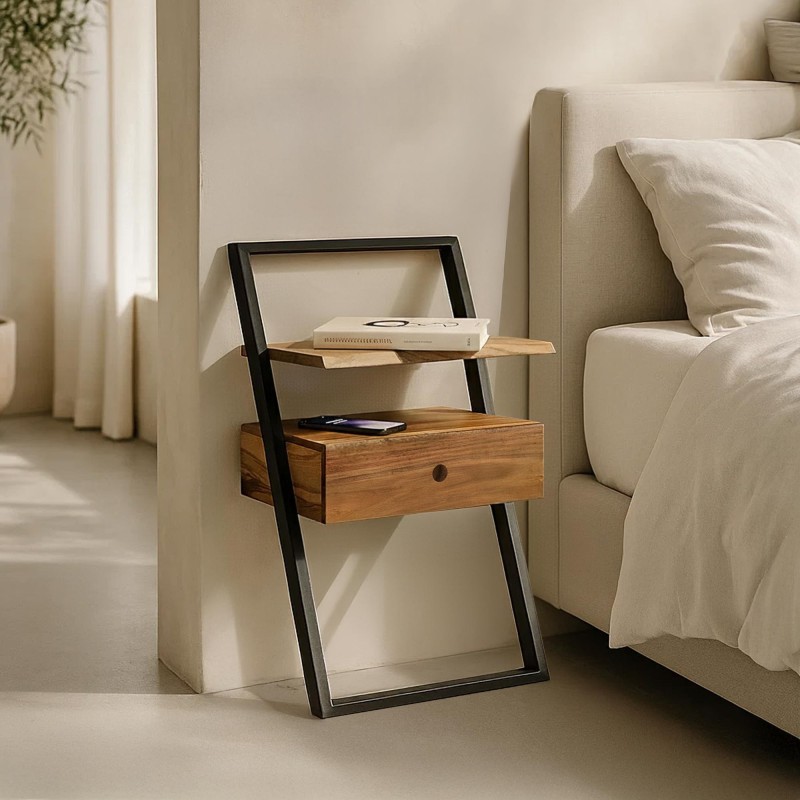 Nachttisch aus massivem Akazienholz – Lean