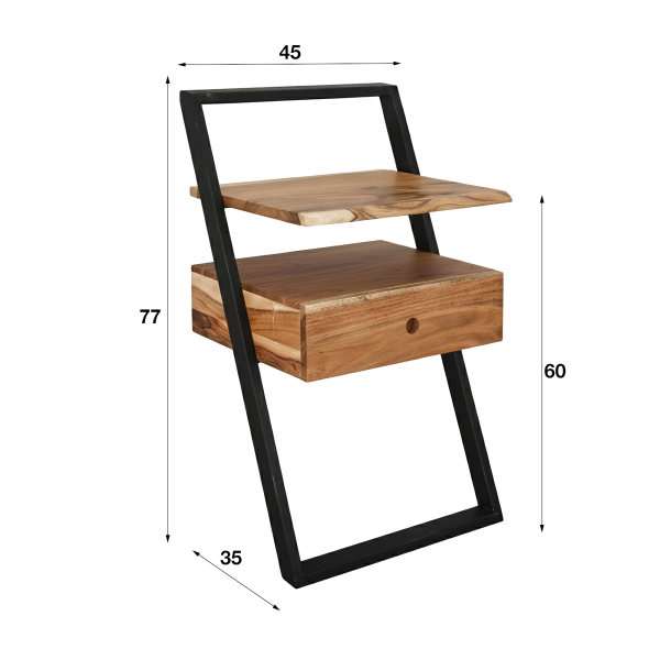 Nachttisch aus massivem Akazienholz – Lean