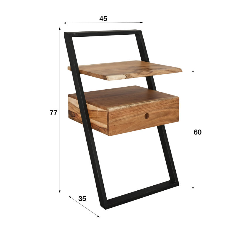 Nachttisch aus massivem Akazienholz – Lean