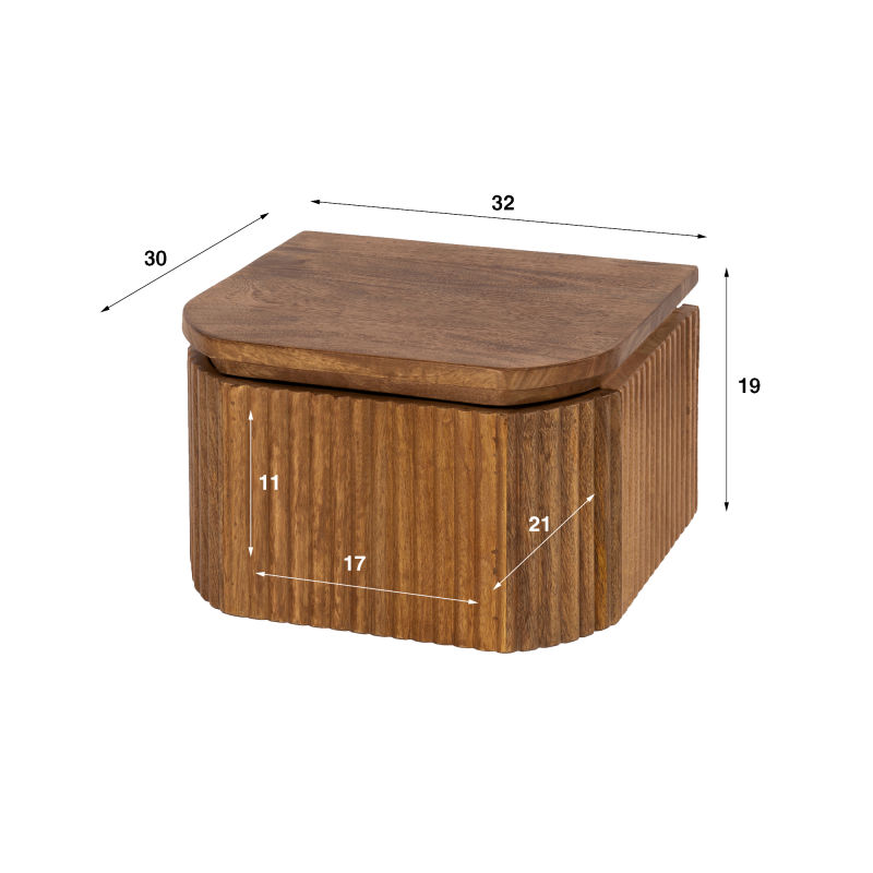 Nachttisch aus Massivholz – Wave XS