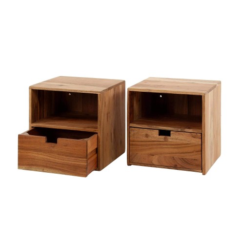 Hängender Nachttisch aus Massivholz (2er-Set) – Flat XS