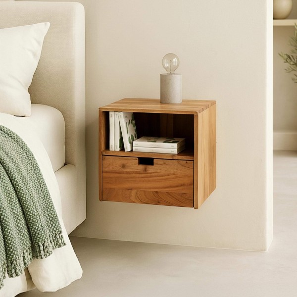 Hängender Nachttisch aus Massivholz (2er-Set) – Flat XS