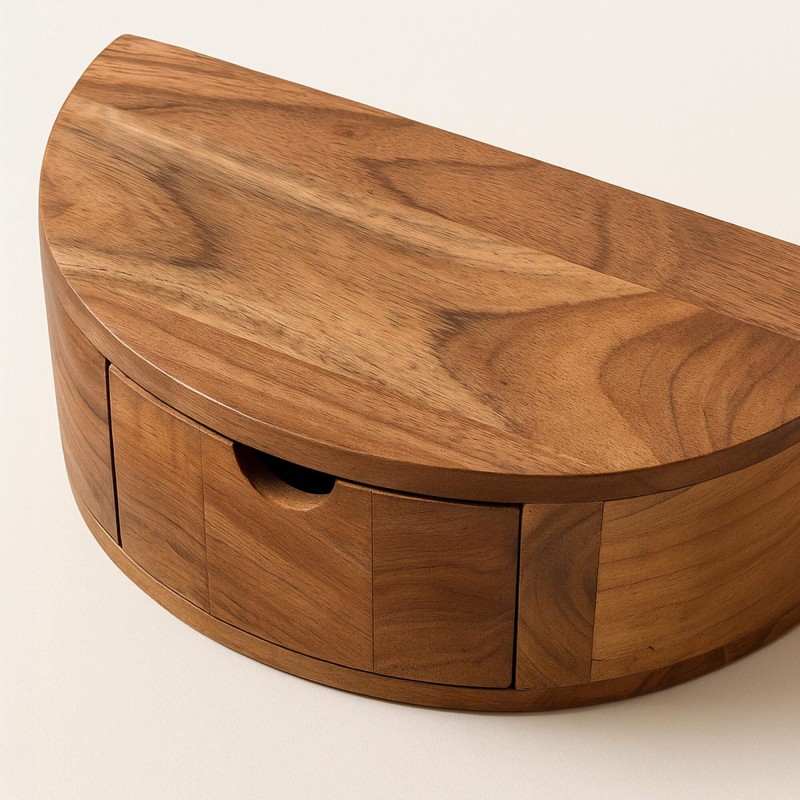 Hängender Nachttisch aus massivem Akazienholz – Curve