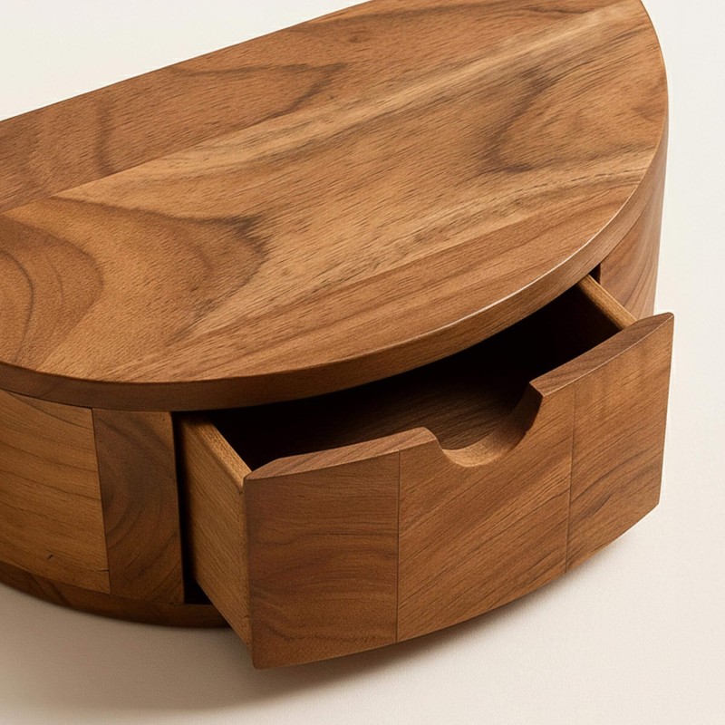 Hängender Nachttisch aus massivem Akazienholz – Curve