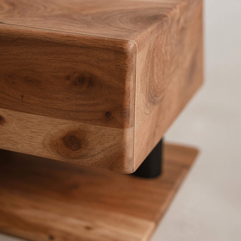 Hängender Nachttisch aus massivem Akazienholz – Shelve