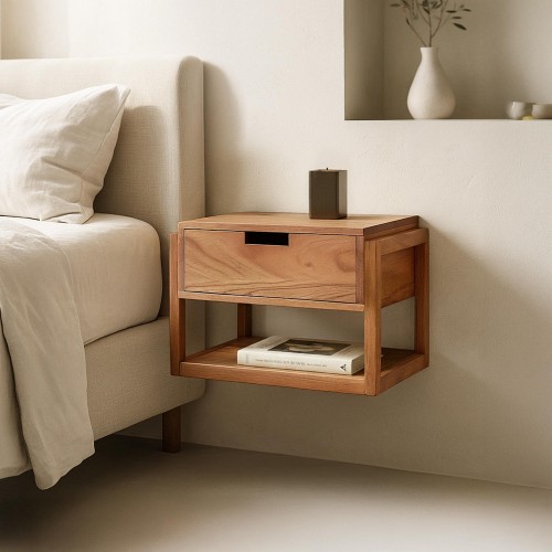 Hängender Nachttisch aus massivem Akazienholz – Silent