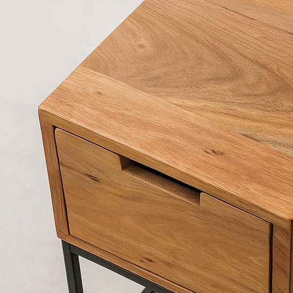Nachttisch aus Holz und Metall im industriellen Stil – Natura