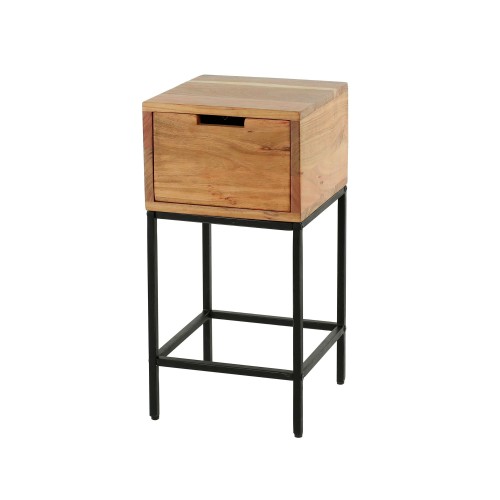 Nachttisch aus Holz und Metall im industriellen Stil – Natura