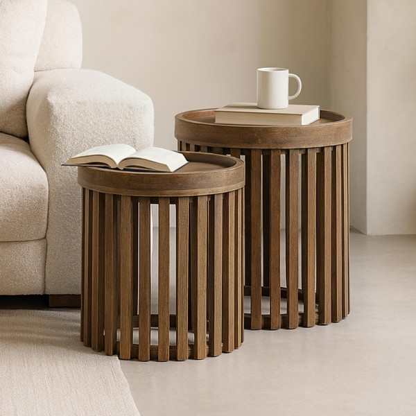 Beistelltisch aus massivem Mangoholz (2er-Set) – Tweak