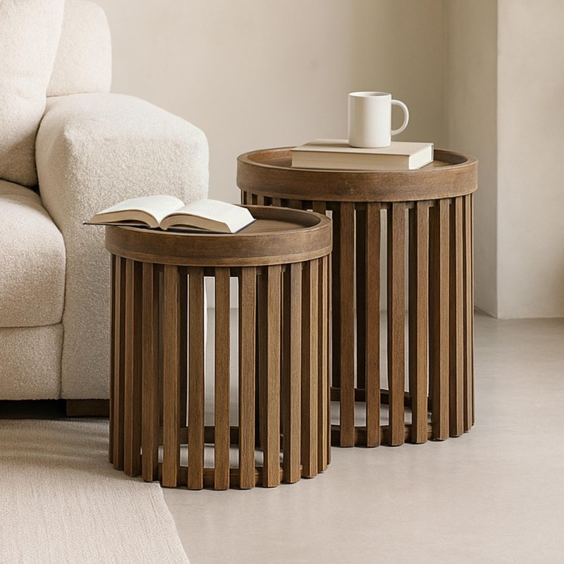 Beistelltisch aus massivem Mangoholz (2er-Set) – Tweak