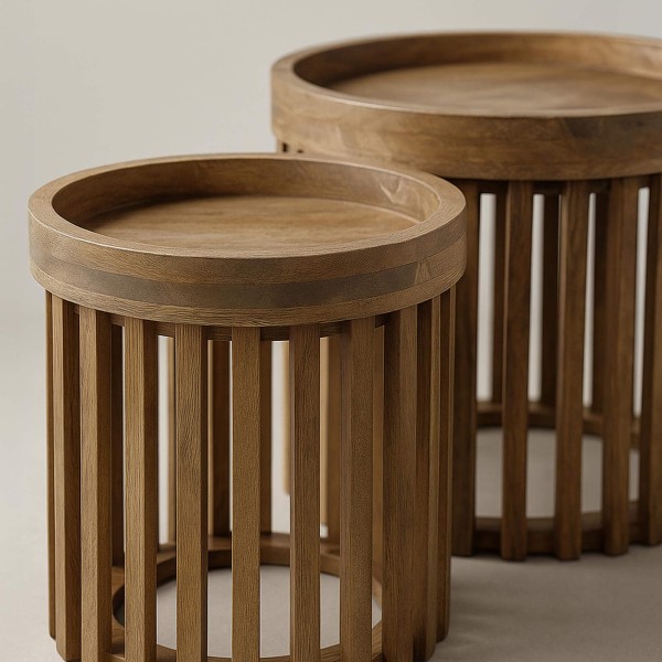 Beistelltisch aus massivem Mangoholz (2er-Set) – Tweak