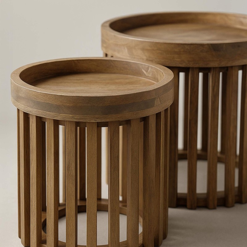 Beistelltisch aus massivem Mangoholz (2er-Set) – Tweak