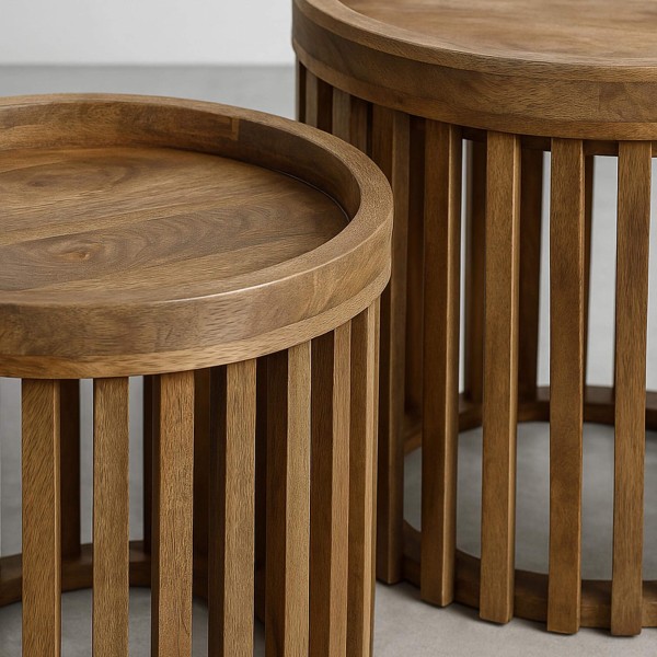 Beistelltisch aus massivem Mangoholz (2er-Set) – Tweak