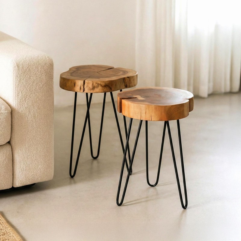 Beistelltisch aus massivem Akazienholz (2er-Set) – Trunk