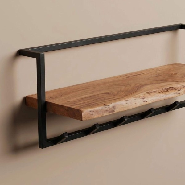 Wandgarderobe mit Ablage aus Massivholz – Solis