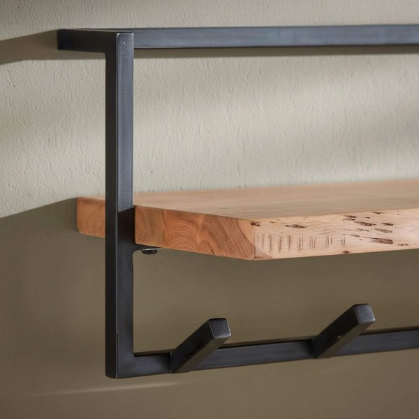 Wandgarderobe mit Ablage aus Massivholz – Solis