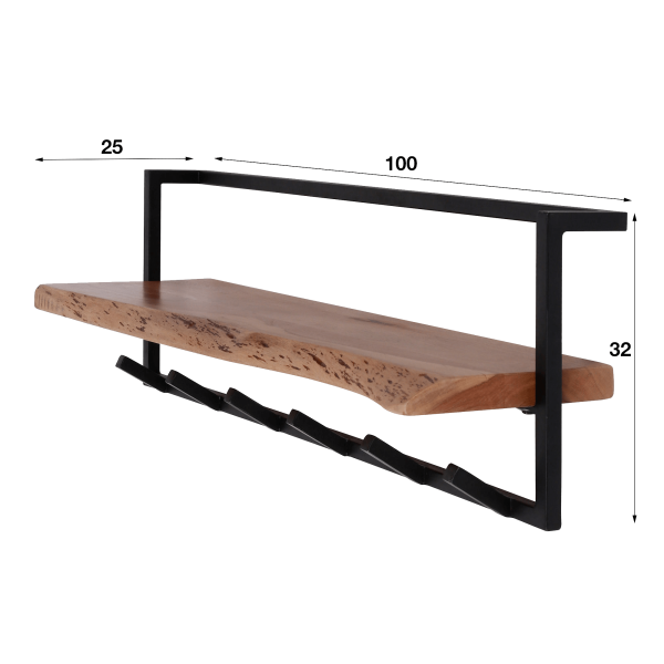 Wandgarderobe mit Ablage aus Massivholz – Solis