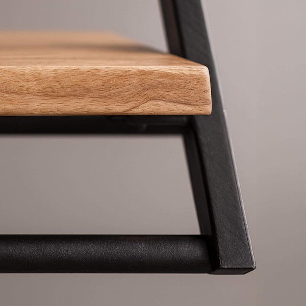 Wandgarderobe aus Metall mit Ablage aus Massivholz – Lean