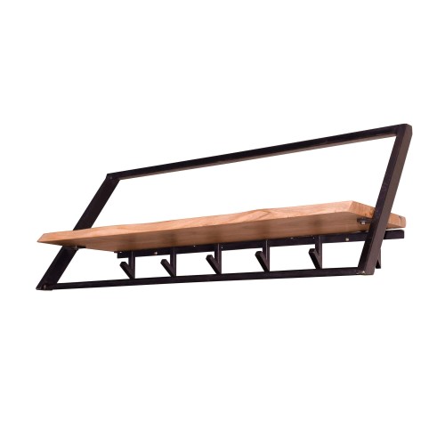 Wandgarderobe aus Metall mit Ablage aus Massivholz – Lean