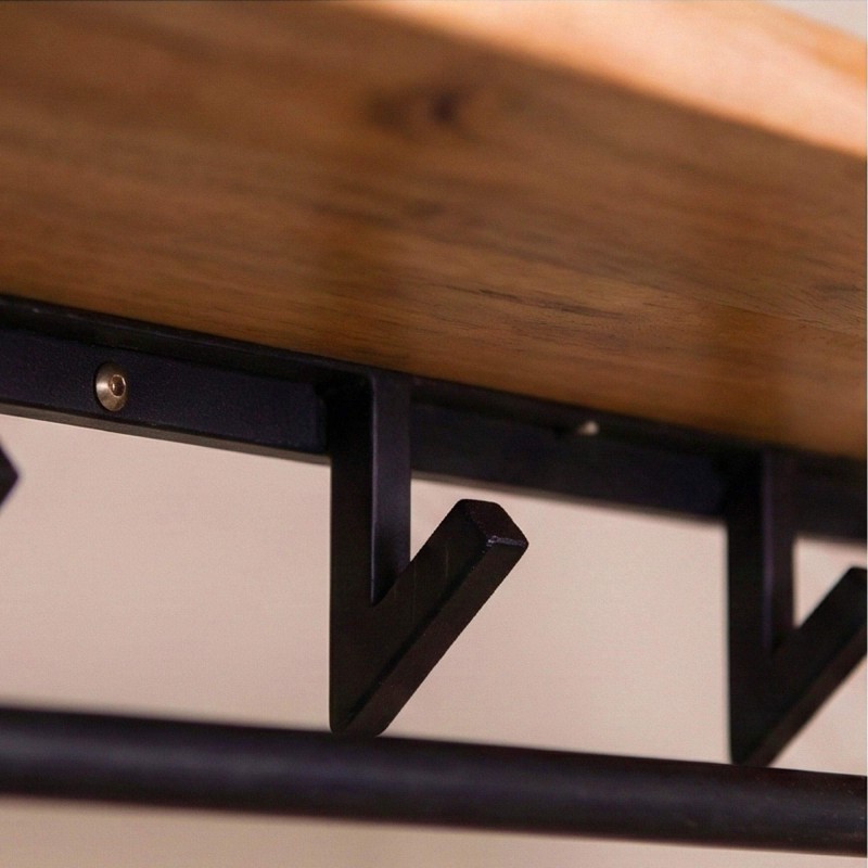 Wandgarderobe aus Metall mit Ablage aus Massivholz – Lean