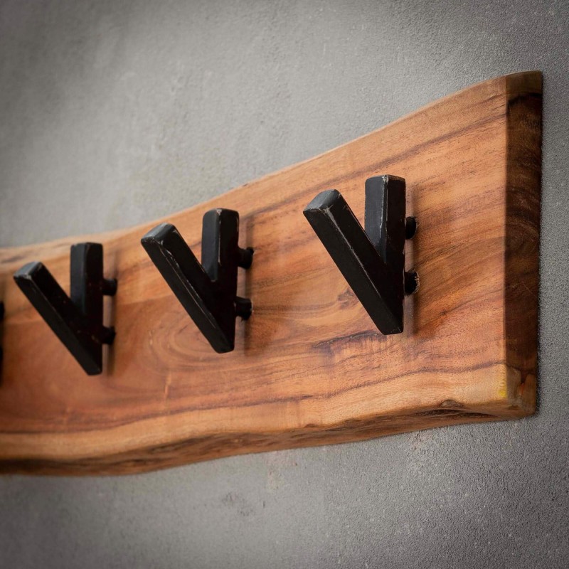 Wandgarderobe aus massivem Akazienholz, 5 Haken – Trunk