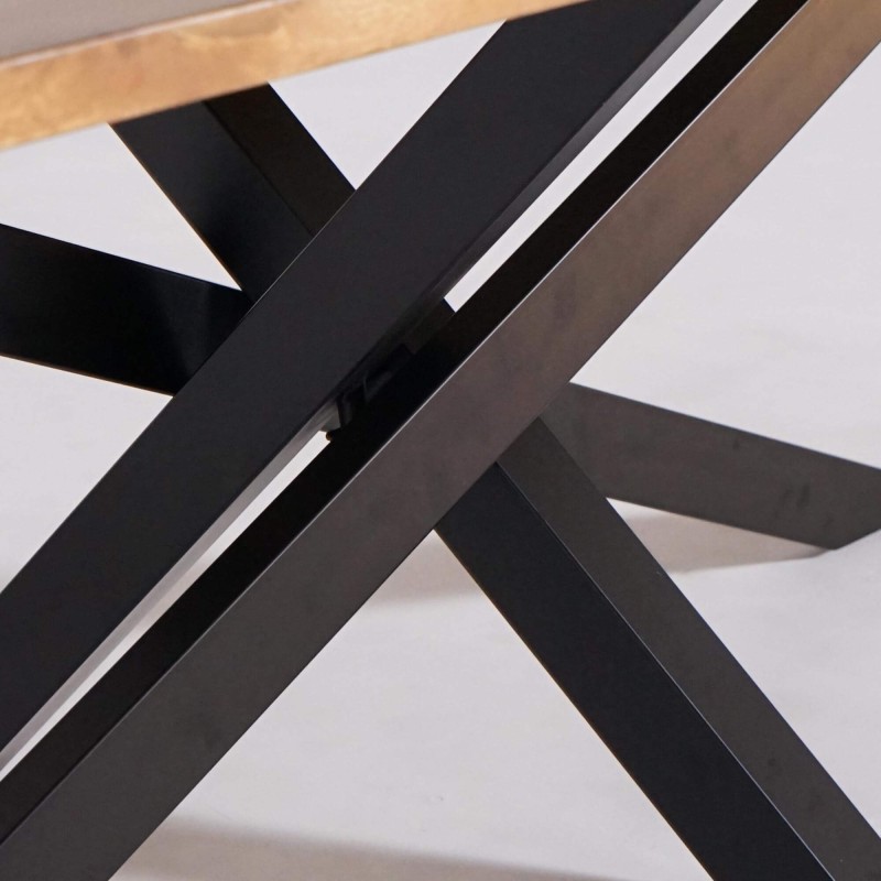 Massiver Esstisch aus Holz mit Mikado-Metallfuß 220 cm