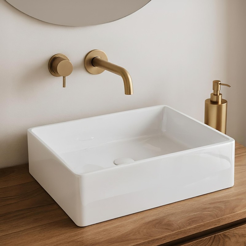 Aufsatzwaschbecken aus Keramik, glänzend weiß – Nova