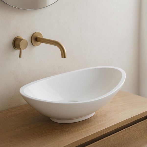 Rundes Keramikwaschbecken, glänzend weiß – Bora