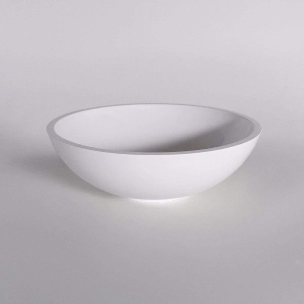 Rundes Aufsatzwaschbecken fürs Bad, glänzend weiß, Mineralguss - Bora