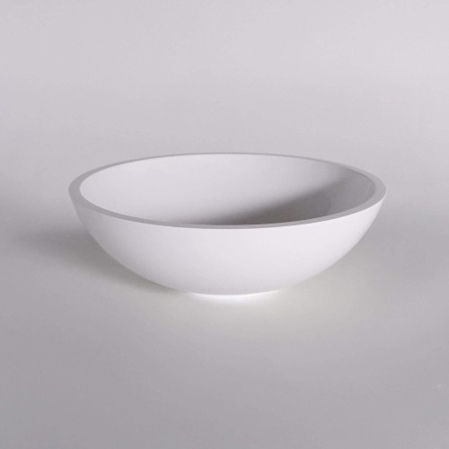 Rundes Aufsatzwaschbecken fürs Bad, glänzend weiß, Mineralguss - Bora