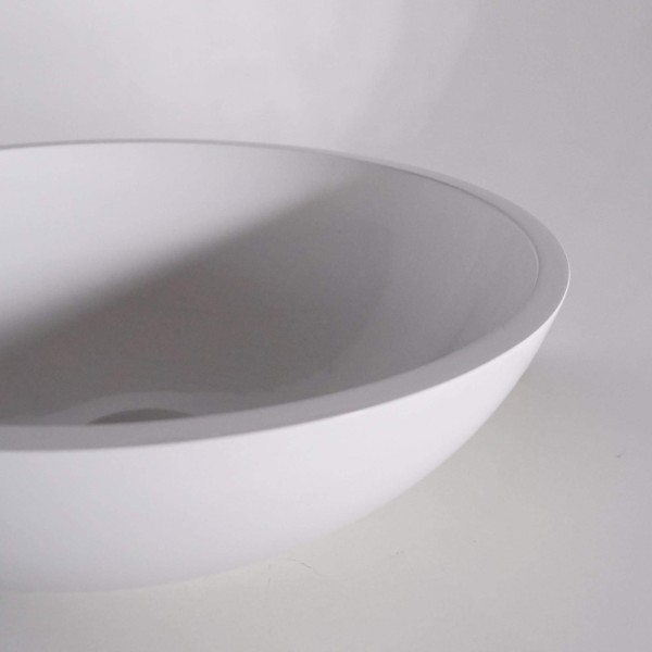 Rundes Aufsatzwaschbecken fürs Bad, glänzend weiß, Mineralguss - Bora