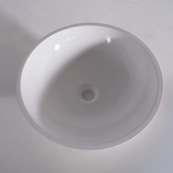 Rundes Aufsatzwaschbecken fürs Bad, glänzend weiß, Mineralguss - Bora