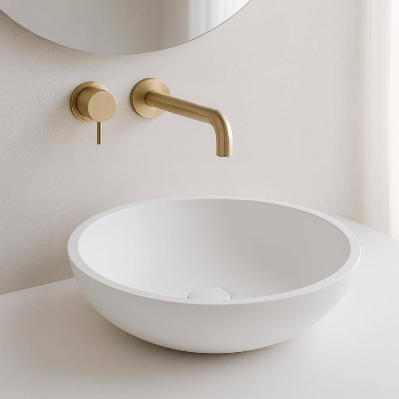 Aufsatzwaschbecken aus Keramik, glänzend weiß – Ida